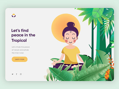 Tropical Peace : Meditation website landing page clean design graphics illustration landing page logo meditation peaceful vector vector illustration web yoga