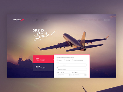 ONN WINGS AIRLINES : Landing Page Design Concept airline booking system airlines website award winning agency digital agnecy landing page ui user experience user interface ux visual design