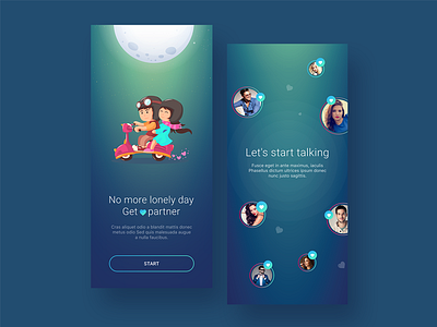 Dating app ui concept 2d app design illustration ios logo mobile ui vector