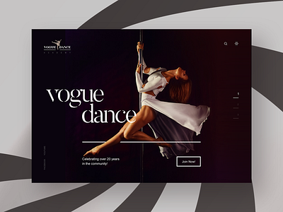 Dance Academy website clean dark design landing page logo typography ui web