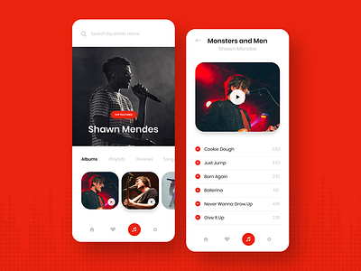 Music app designs app design bright colors clean design flat mobile app design mobile apps music album music app singers ui user experience ux