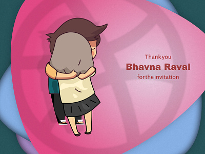 Thank You: Bhavna Raval for the invitation attractive creation design dribbble friends graphic hug illustration inspiraldesign inspiration invitation thank you thankful unique
