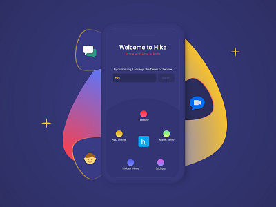 Hike Messenger: Sign In Redesign attractive blue branding branding design business chat creation dribbble facebook hike illustration india login page messenger register page sign in sign up page social app twitter whatsapp