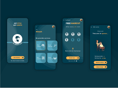 Barber Shop Mobile App | Hair Salon App Concept app barber barbershop beard branding design dribbble grooming haircut illustration minimal mustache salon salon app salons shaving shop ui ux vector