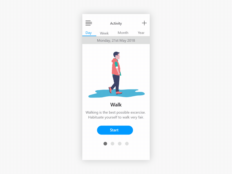 Walk | Start Activity Screen character design first try motion graphics psdailychallenge xddailychallenge