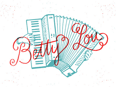 Betty Lou accorion blue brush clip art cursive hand lettering lettering red script texture typography