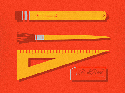 Tools of the Trade brush eraser gray illustration pencil red ruler supplies texture tools vector yellow