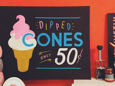 They were cones! cone hand lettering hand painted ice cream lettering showcard sign painter sign painting sign writing type typography