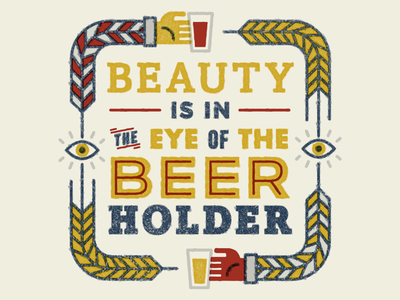 BEERHOLD! beer blue coaster drink eyes fat lines hands illustration red texture wheat yellow