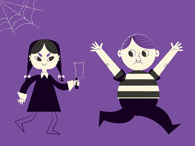 Addams Kids addams addams family axe illustration pugsley purple retro pop simple texture vector wednesday