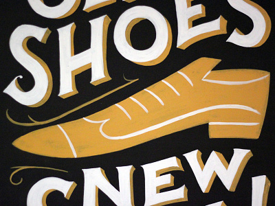 Old Shoes hand painted illustration lettering shoe sign painting