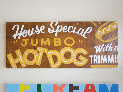 Hot Dog dog hand painted hot illustration lettering mustard sign painting type weiner yellow