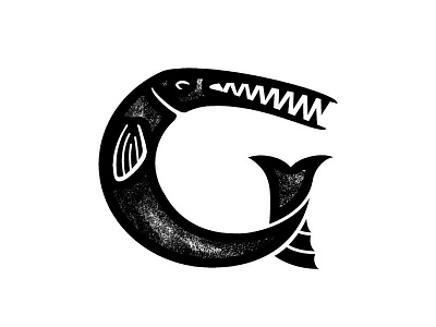 Gar Fish alligator fish g gar logo rough texture vector