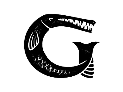 Gar Fish Round 9 gazillion alligator fin fish gar indentity logo mark rough scales stamp texture