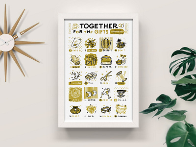 Stay Together for the Gifts anniversary black calendar gold illustration lettering poster wedding