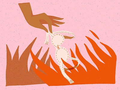 Burning Bras bra bra burning drawing editorial editorial illustration feminism fire flame illustration spot illustration