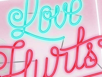 Love Hurts facebook hand lettering lettering neon type typography