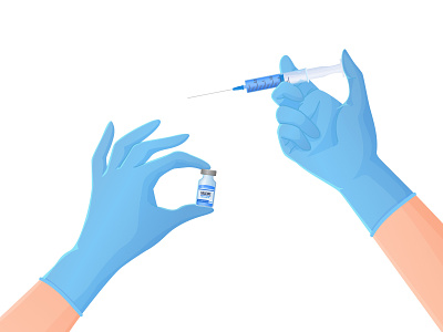 Vaccination concept cartoon concept covid doctor gradient hands health illustration medicine syringe vaccine vector