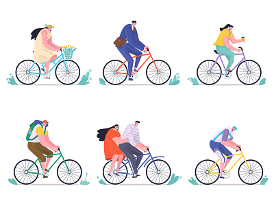 People on bicycles