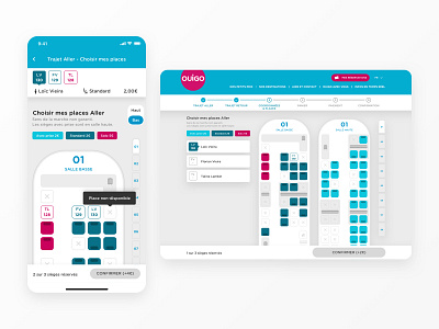 Seatmap - OUIGO App app design interface map product design scroll seat seatmap select sticky train
