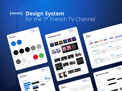 Design System - TF1 app buttons collaboration color design system desktop icons interaction design mobile navigation navigation menu product design styleguide tech thumbnails