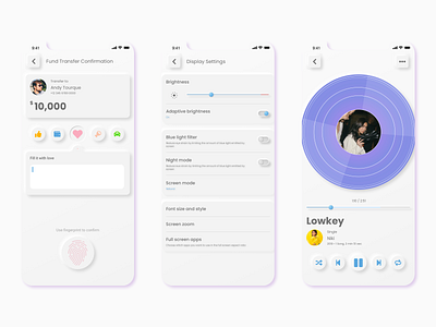 Neumorphism UI Concept neumorphism payment player settings sketch skeumorphism transfers