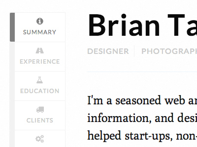 Online Resume - Designing in the Browser bourbon buildout github lato neat personal poly resume talbs.me