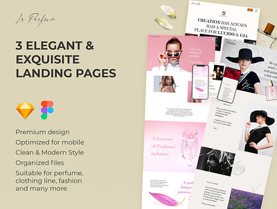 Le Parfum Landing Page Pack figma design landing page design landingpage sketch design ui ui design ui templates ui theme