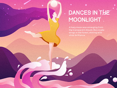 Dances In The Moonlight ballet colors creative dancing illustration month red sketch spray the sea