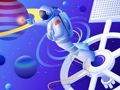 Picture the universe in your mind abstract blue colors illustration science sketch space spaceman spaceport universe