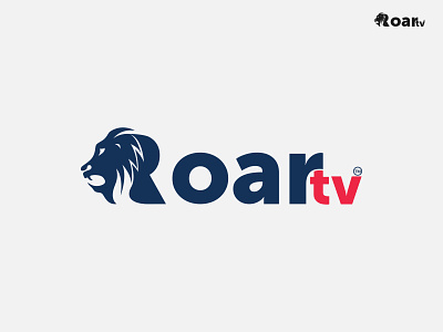Roar TV - Logo blue flat lion logo online red roar television tv