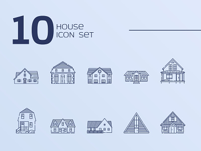 Houses icon set house icons outline
