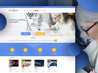 Gig Website - redesign blue desig gig website