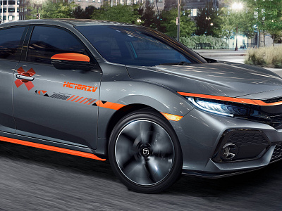 Honda Civic 2018 branding branding car civic honda orange