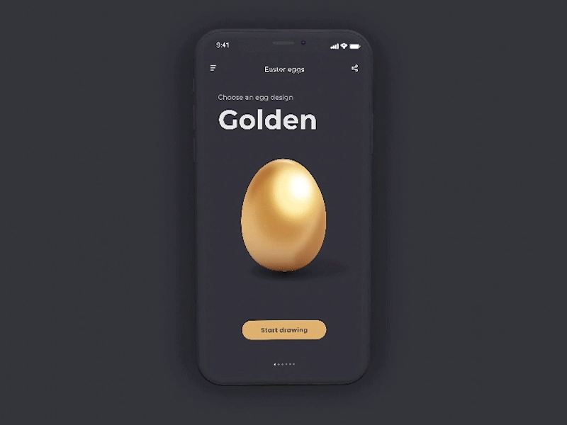 App Easter eggs to preparing for the Easter holiday 3d adobexd animation app appdesign black corner design design app easter egg food gold interface luxury mobile prepare ui uidesigner user experience