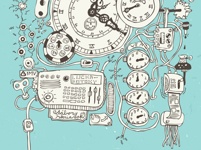 Time Travel Machine camp clock illustration machine time travel