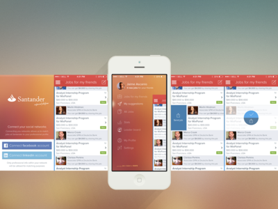 iOS 7 Santander referral platform app app blurred flat ios 7 menu platform referral santander screens sidebar