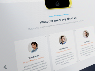 What our users say about us - Testimonials about us flat home iphone landing page say testimonials users