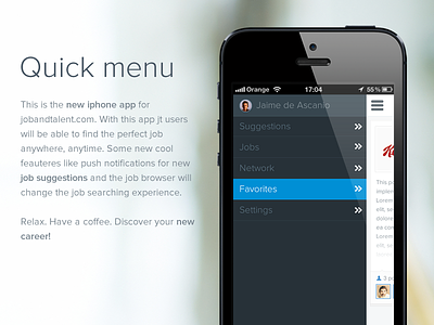 iPhone Slide out menu app iphone iphone 5 menu slide out