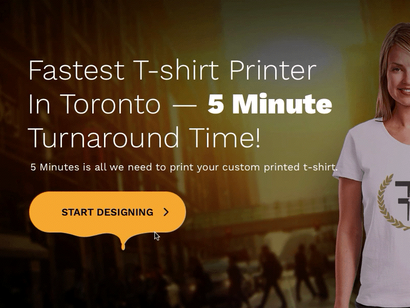 Torontotees animated button morph orange shape t-shirt tees website