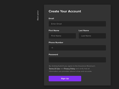 Sign Up Form black bluebutton darkui form minimal registration signup