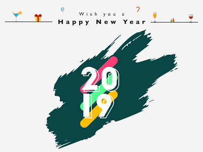 Happy New Year - 2019 2019 banner bash brush celebration colorful design creative design happy new year illustration new year new year 2019 party typography ui ux vector
