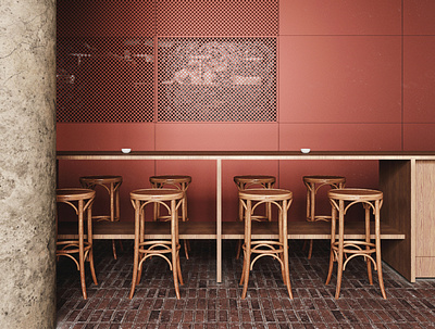 Bentwood cafe in Melbourne 3d 3dsmax cgi concept design details gpu interior design rendering vray