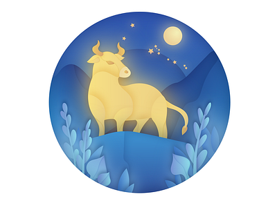 Taurus animal design digital art education fantasy horoscope illustration mythology night science science illustration space universe