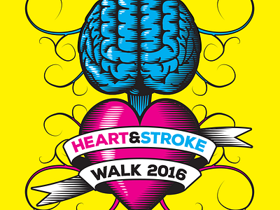 Heart & Stroke Walk Logo brain cmyk design heart illustration logo print