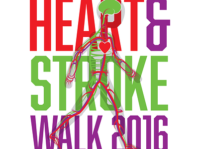 Heart & Stroke Walk Logo 02 brain cmyk design graphic heart illustration logo print shirt t t shirt tee
