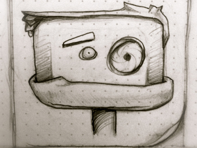 Robot Sketch 400x300 black curl dot dot grid grid hair lens page robot sketch white