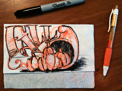 Fall Doodle 400x300 black dinner time doodle napkin orange pen sharpie white