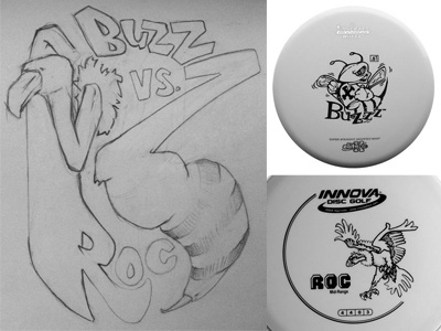 Buzzz Vs Roc bee buzzard buzzz disc golf discraft innova pencil roc sketch sketchbook stamp tournament vs vulture