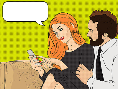 Pop Dot Comic comic cry dot illustration man phone pop sad woman